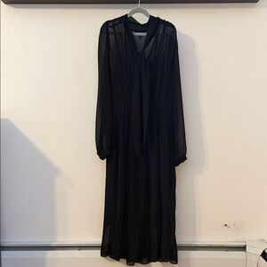 Banana Republic Elegant Black Sheer Long Sleeve Dress